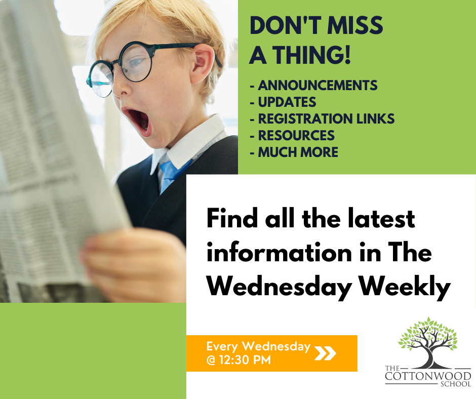 Find all the latest info in the Wednesday Weekly