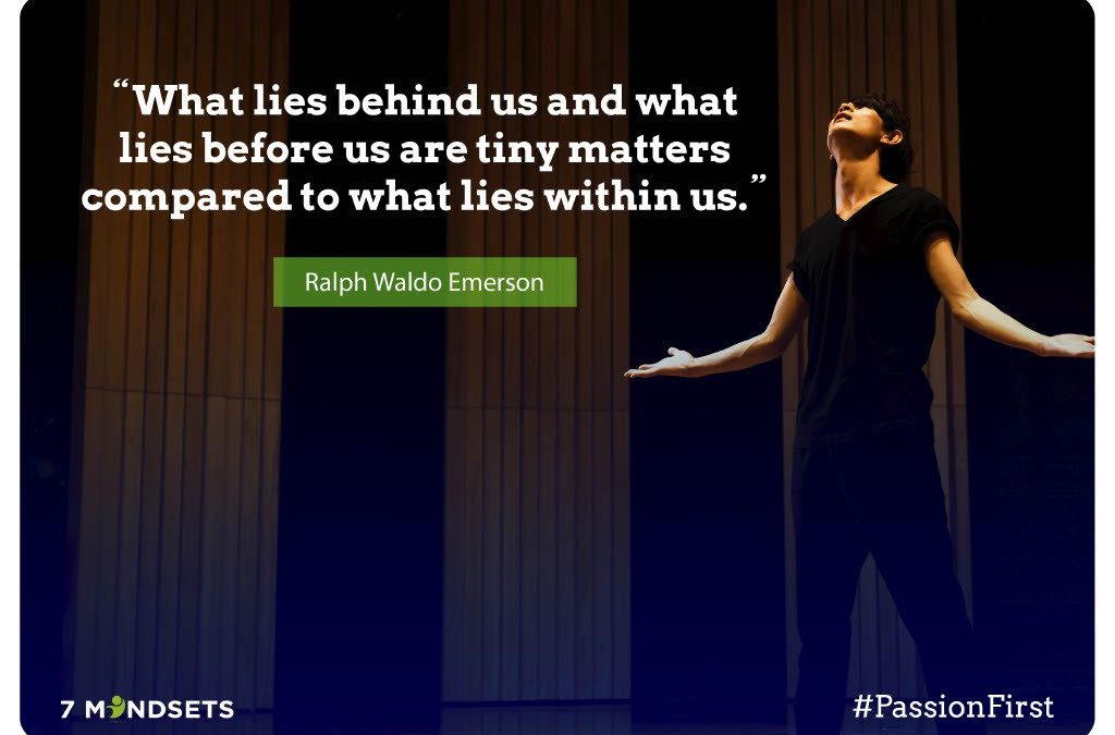 Ralph Waldo Emerson quote: "What lies behind us and what lies before us are tiny matters compared to what lies within us."