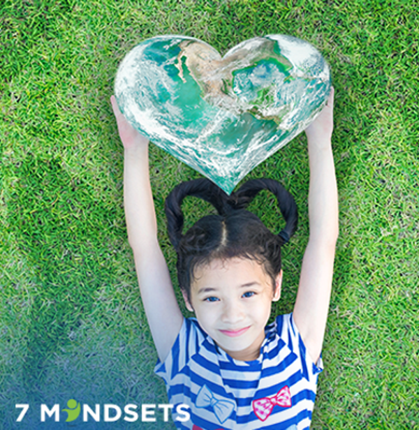 7 mindsets graphic - girl holding heart