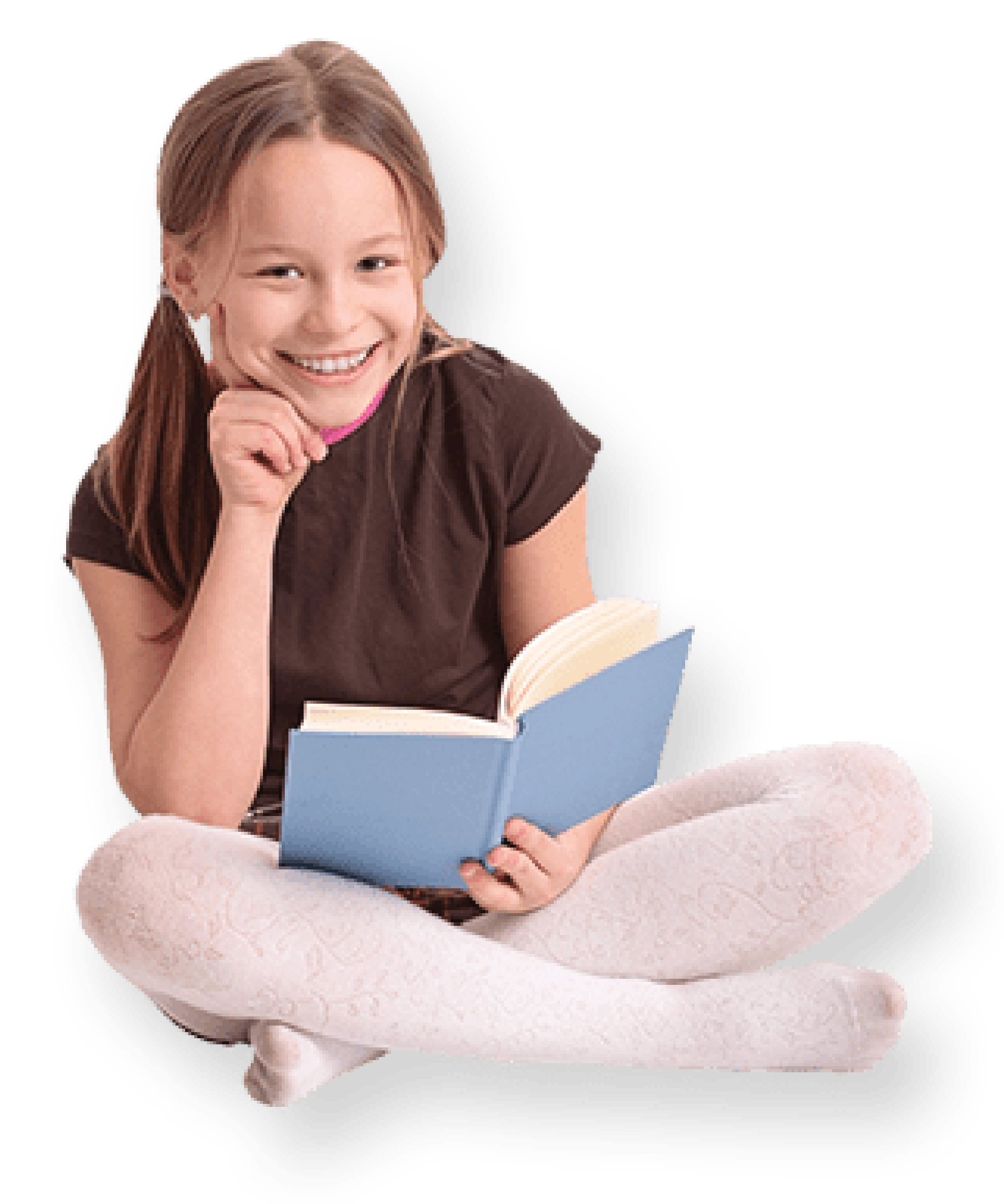 happy girl reading book