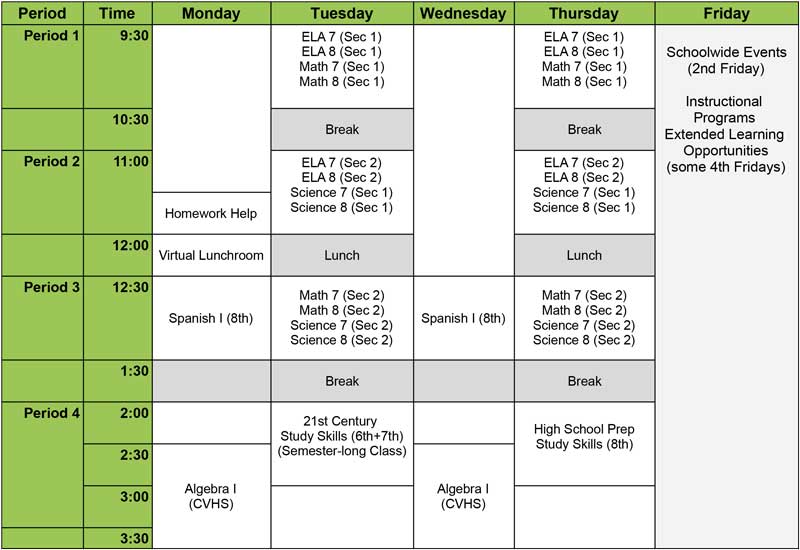 RISE class schedule